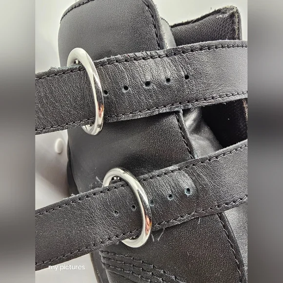 Dr. Martens Black Platform Shoes with Buckle Straps - Picture 7 of 11